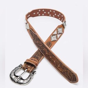 Unisex Genuine Leather Rodeo Concho Western Statement Belt